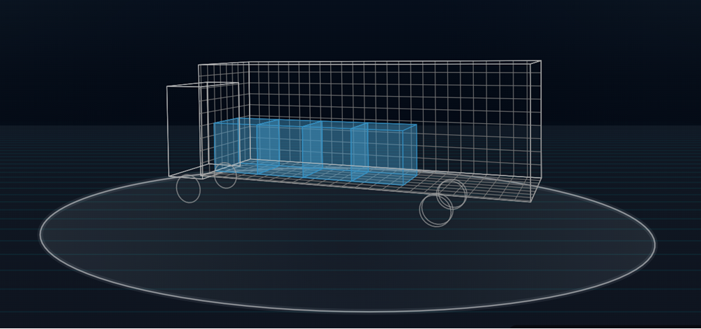 Truck Packer 3D wireframe with cargo layout